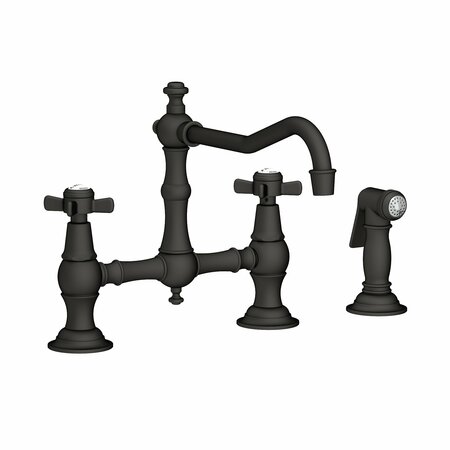 NEWPORT BRASS Kitchen Bridge Faucet With Side Spray in Flat Black 945-1/56